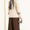 French Terry Jogger Pants with Pile Detail and Drawstring Dark Brown - immagine 3