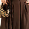 French Terry Jogger Pants with Pile Detail and Drawstring Dark Brown - immagine 4