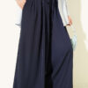 French Terry Jogger Pants with Pile Detail and Drawstring Navy Blue