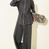 Fleece-Detailed French Terry Two-Piece Set Smoke