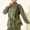 Fleece-Detailed French Terry Two-Piece Set Khaki – Bild 2