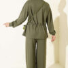 Fleece-Detailed French Terry Two-Piece Set Khaki – Bild 3