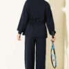 Fleece-Detailed French Terry Two-Piece Set Navy Blue – Bild 3