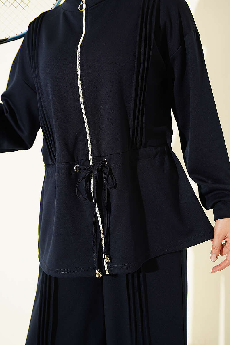Fleece-Detailed French Terry Two-Piece Set Navy Blue – Bild 4