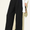 Fleece-Trimmed Palazzo Pants Black