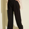 Pleated Double Button Loose Trousers Dark Brown - Image 2