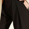 Pleated Double Button Loose Trousers Dark Brown - Image 4