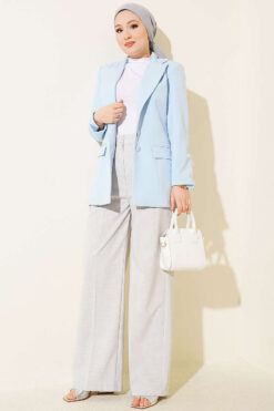 Alternative view of Pleated Button Palazzo Pants Grey