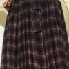 Pleated Belted Checkered Chiffon Skirt Dark Brown – Image 4