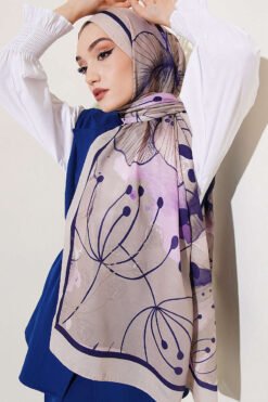 Poppy Pattern Modal Shawl Lilac