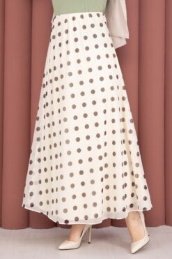 Alternative view of Polka Dot Chiffon Tulle Skirt with Hem Edge Cream