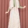 Polka Dot Chiffon Tulle Skirt with Hem Edge Cream - الصورة 5