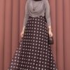 Polka Dot Chiffon Tulle Skirt with Hem Edge Plum - immagine 4
