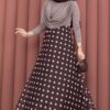 Polka Dot Chiffon Tulle Skirt with Hem Edge Plum - immagine 3