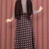 Polka Dot Chiffon Tulle Skirt with Hem Edge Plum - immagine 5