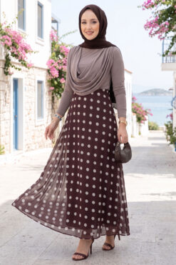 Polka Dot Chiffon Tulle Skirt with Hem Edge Plum