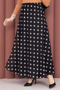 Alternative view of Polka Dot Chiffon Tulle Skirt with Hem Edge Black