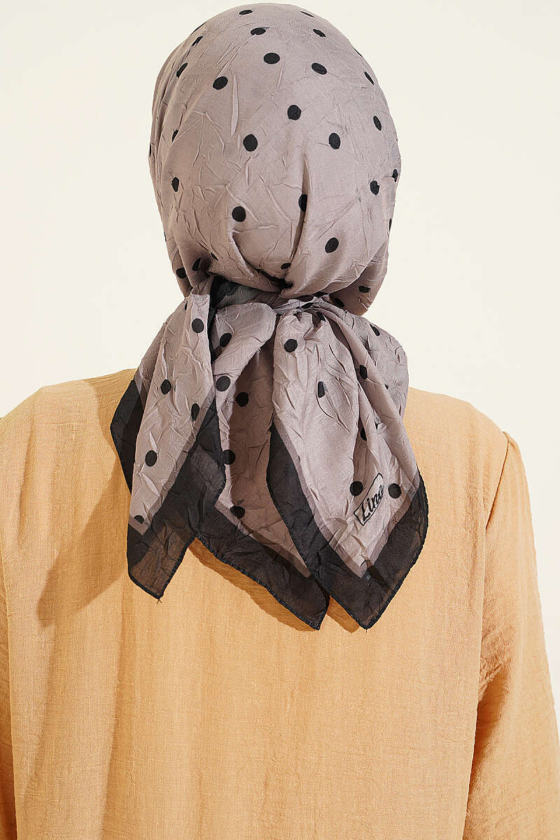 Polka Dot Bamboo Crinkle Scarf Black - الصورة 3