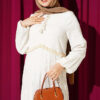 Fringed Detail Flared Dress Ecru - immagine 2