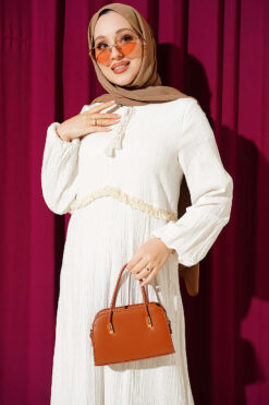 Alternative view of Fringed Detail Flared Dress Ecru