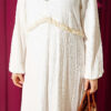 Fringed Detail Flared Dress Ecru - immagine 4