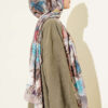 Colorful Leaf Pattern French Terry Shawl Light Mink - Image 3