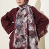 Colorful Leaf Pattern French Terry Shawl Burgundy - Image 2