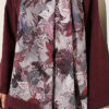 Colorful Leaf Pattern French Terry Shawl Burgundy - Image 4