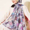 Colorful Leaf Pattern French Terry Shawl Grey