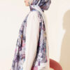 Colorful Leaf Pattern French Terry Shawl Grey – Image 3