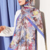 Colorful Leaf Pattern French Terry Shawl Lilac