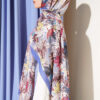 Colorful Leaf Pattern French Terry Shawl Lilac – Image 3