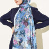 Colorful Leaf Pattern French Terry Shawl Blue