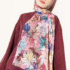 Colorful Leaf Pattern French Terry Shawl Plum