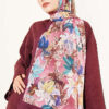 Colorful Leaf Pattern French Terry Shawl Plum - Image 2