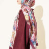 Colorful Leaf Pattern French Terry Shawl Plum - Image 3