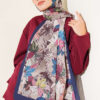 Colorful Leaf Pattern French Terry Shawl Parliament Blue
