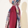 Colorful Leaf Pattern French Terry Shawl Parliament Blue – Image 3