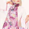 Colorful Leaf Pattern French Terry Shawl Pink