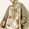 Colorful Leaf Pattern French Terry Shawl Yellow - Image 2
