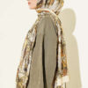 Colorful Leaf Pattern French Terry Shawl Yellow - Image 3