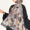 Colorful Leaf Pattern French Terry Shawl Black
