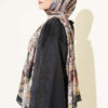 Colorful Leaf Pattern French Terry Shawl Black - immagine 3