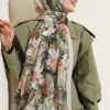Colorful Leaf Pattern French Terry Shawl Aqua Green - الصورة 2