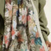 Colorful Leaf Pattern French Terry Shawl Aqua Green - الصورة 3
