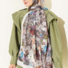Colorful Leaf Pattern French Terry Shawl Champagne