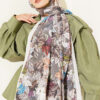 Colorful Leaf Pattern French Terry Shawl Champagne - immagine 2