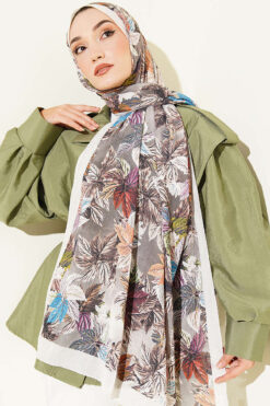 Alternative view of Colorful Leaf Pattern French Terry Shawl Champagne