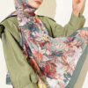 Colorful Leaf Pattern French Terry Shawl Emerald