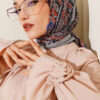 ⁦Retro Pattern Elegance Scarf Aqua Green⁩ - الصورة ⁦2⁩